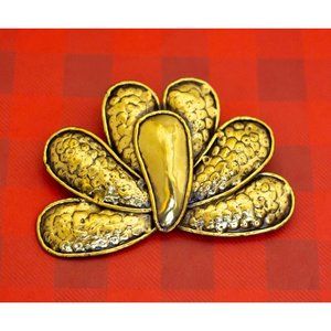 Huge Vintage Floral Gold Tone Brooch Hecho en Mexico - O29